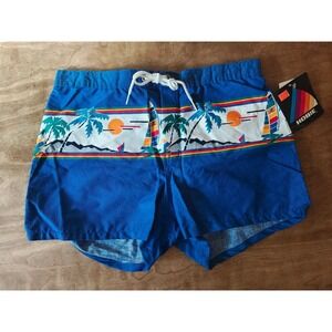 Hobie Surf swim shorts 1970s dead stock NWT size 30 royal blue with sail print